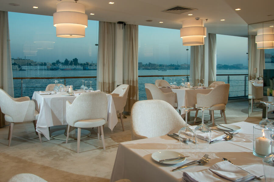 Dining on Kazazian Berge superyacht Nile Cruise, Egypt