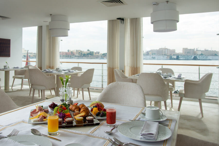 Dining on Kazazian Berge superyacht Nile Cruise, Egypt