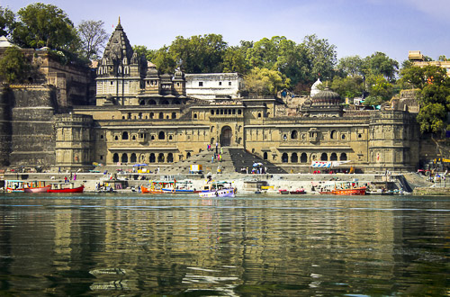Ahilya Fort Maheshwar India banner DT 67092771