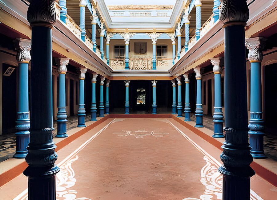 Chettinadu Mansion Chettinad Tamil Nadu India (Courtyard)