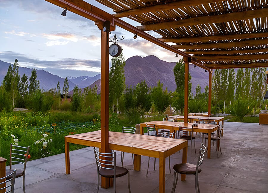Nubra Eco Lodge in the Nubra Valley, Ladakh India (Outdoor dining area) 1