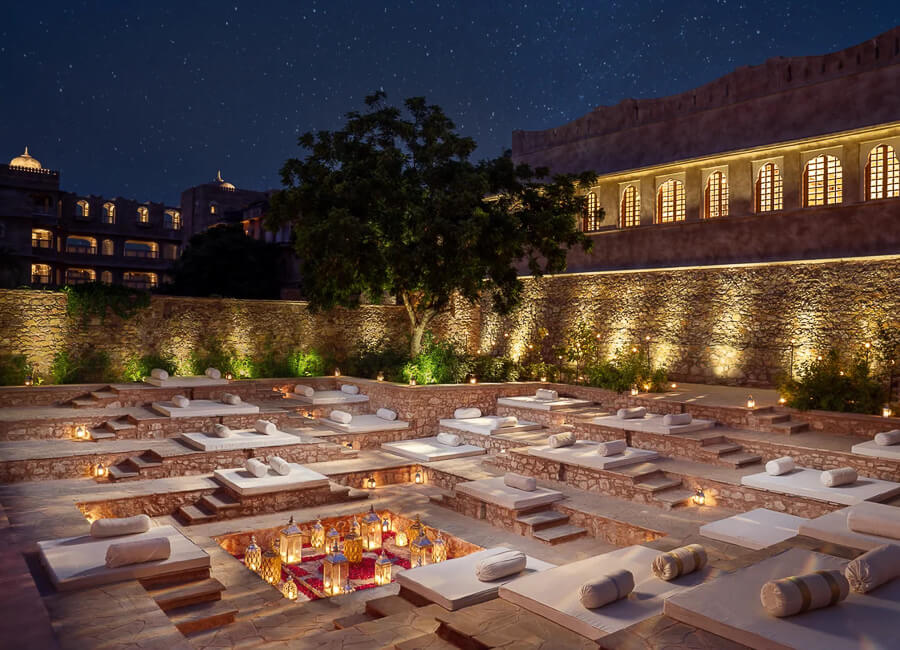Six Senses Fort Barwara India (Stepwell Courtyard at Night)