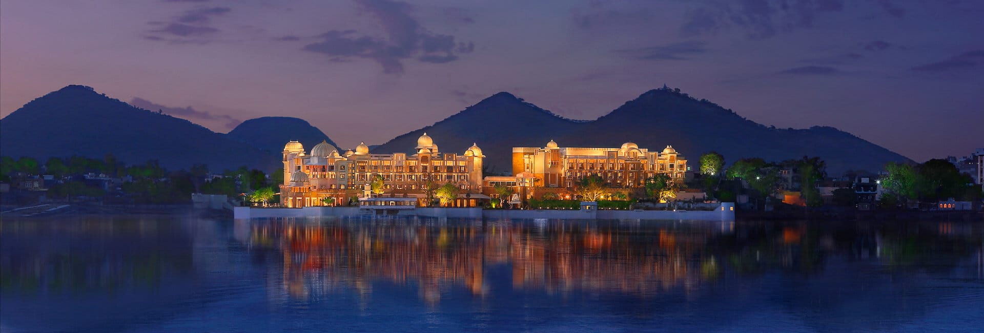 The Leela Palace Udaipur India (Dusk view from Jag Mandir)