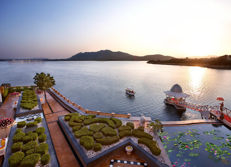 The Leela Palace Udaipur India (Terrace and boat jetty)