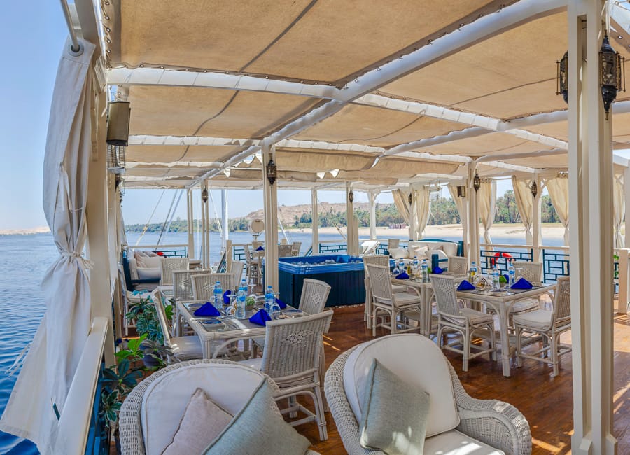 Hadeel Dahabiya - River Nile Private Charter, Egypt (Dining on the deck)