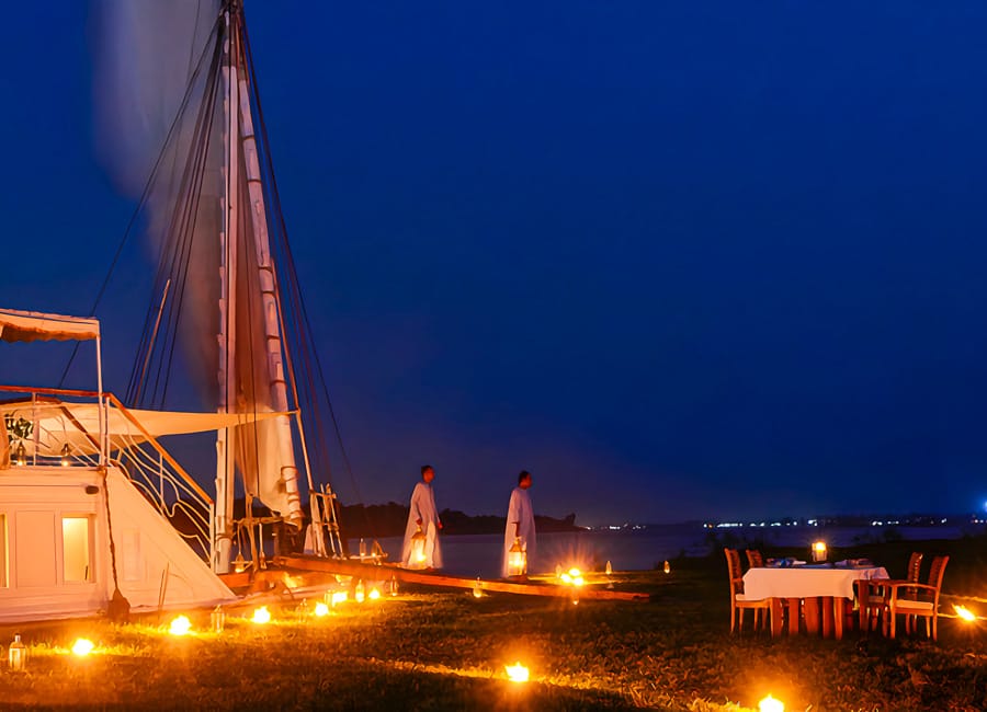 Lazuli Luxor Dahabiya - River Nile Private Charters in Egypt (At night)