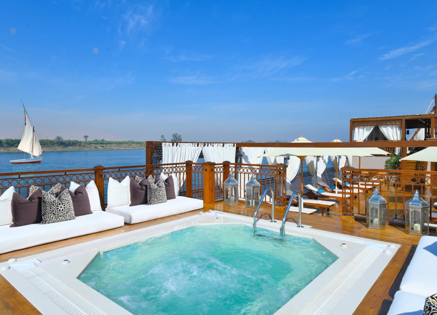 Molouky Dahabiya - River Nile Private Charters in Egypt (Sun deck and plunge pool)