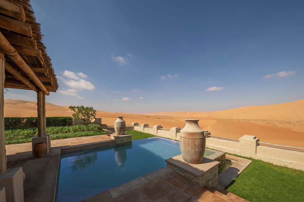 Unmissable experiences in UAE - Ultra luxurious hotels and resorts (Qasr Al Sarab Desert Resort by Anantara - Royal Pavilion Villa Outdoor Pool Terrace)