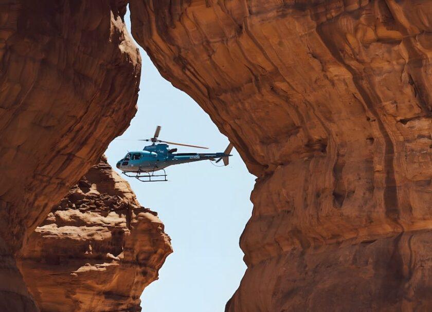 Helicopter tour, AlUla Skies Festival, AlUla Saudi Arabia © Royal Commission for AlUla