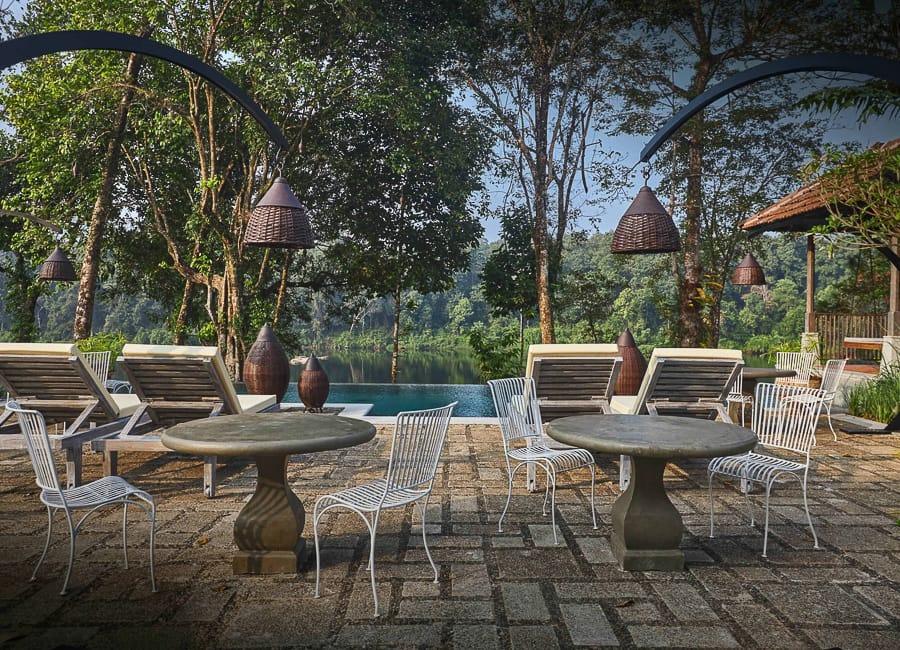 Periyar River Lodge Thattekad Kerala India (pool and terrace)